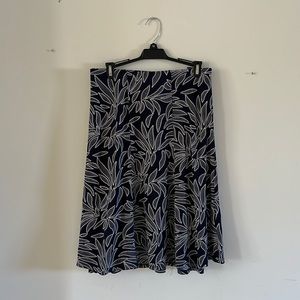 Printed Navy Blue Midi Skirt